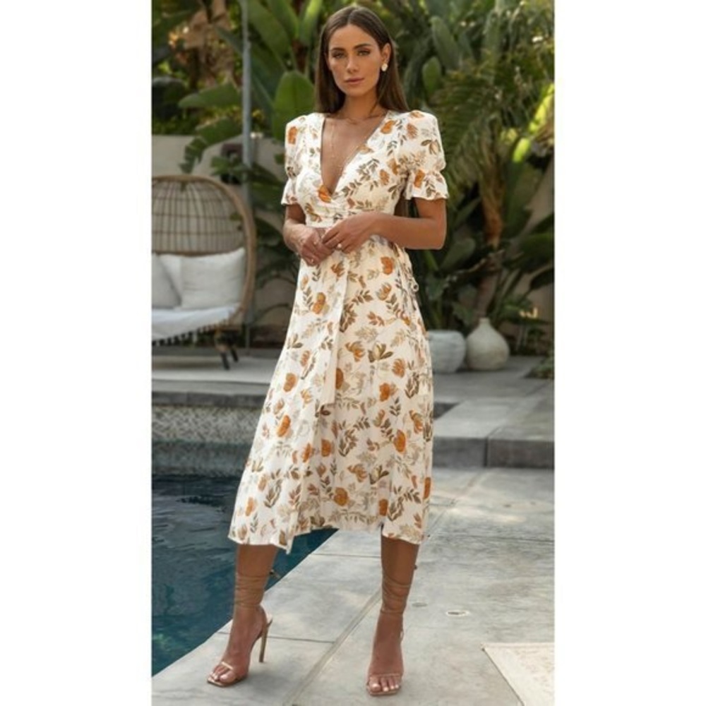 Seven Wonders, Wrap Dress, Floral, Puff Sleeve, XS, 2, New With Tags